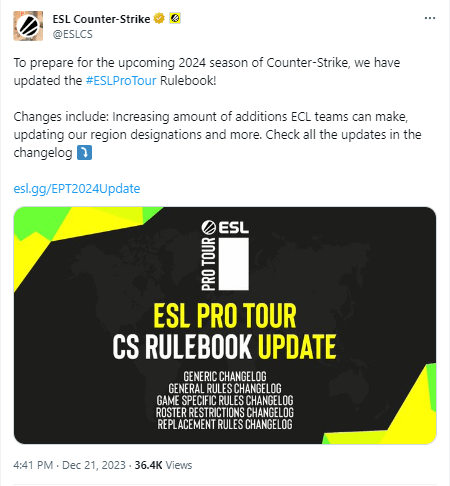 Крупные изменения в правилах ESL на сезон 2024Изменения в правилах ESL на сезон 2024 — изображение 3