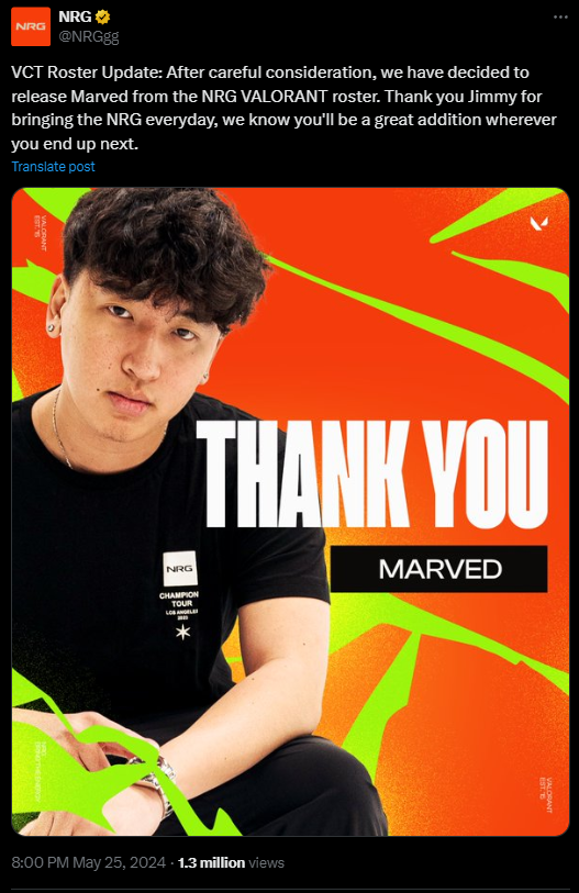NRG официально подтвердили уход Марведа из команды и перевод Demon1 на скамейку — изображение 2