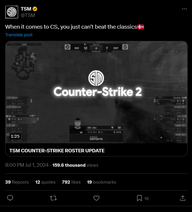 TSM завершает формирование своего состава по Counter-Strike 2 — изображение 2