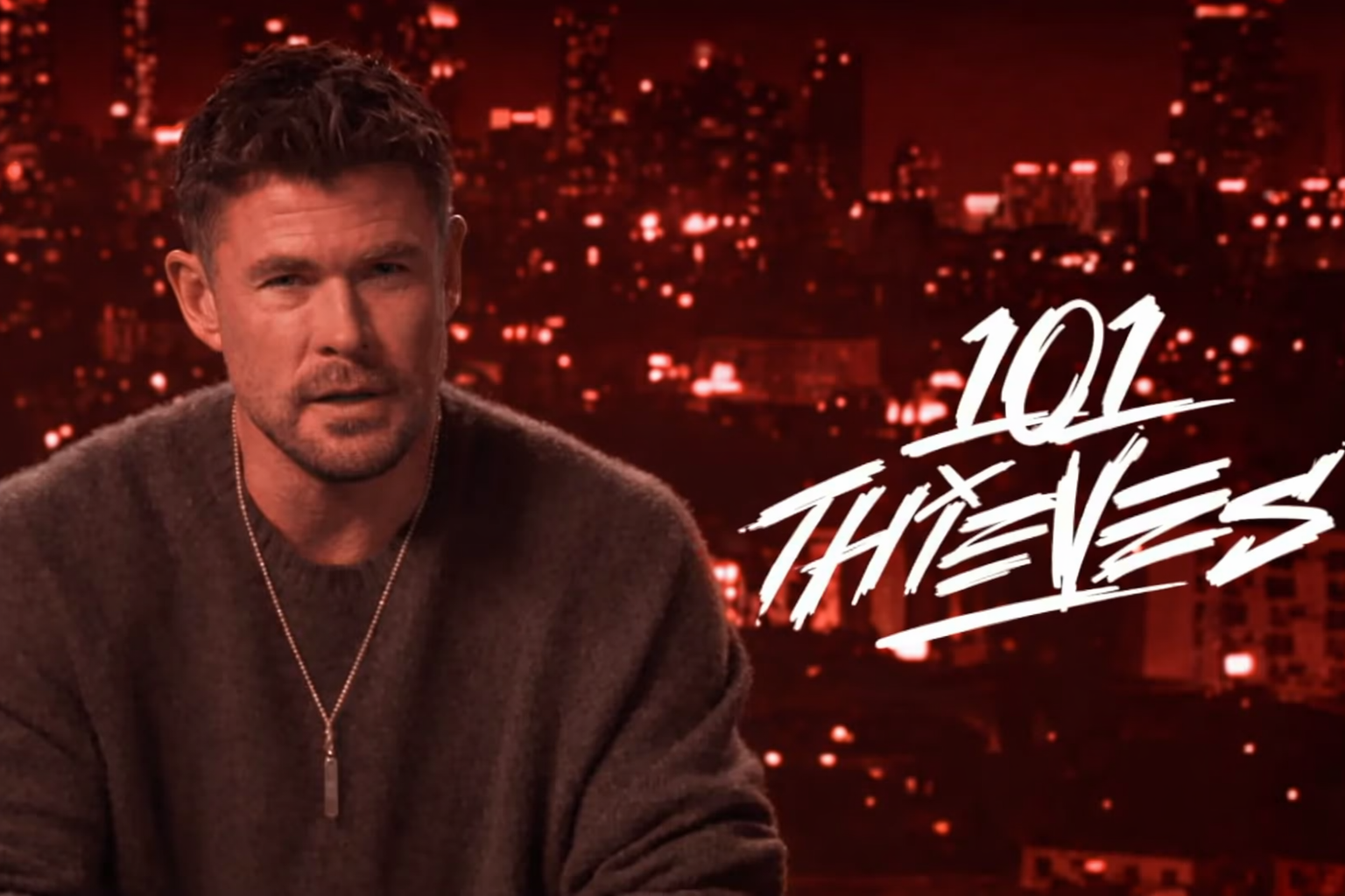 100 Thieves x Chris Hemsworth Коллаборация: Всё о мерче Crime 101, прямой трансляции и частном мероприятии — изображение 1
